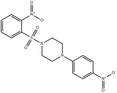 1-{4-nitrophenyl}-4-({2-nitrophenyl}sulfonyl)piperazine 结构式