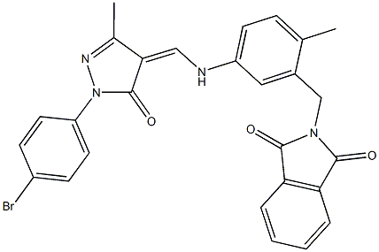 2-[5-({[1-(4-bromophenyl)-3-methyl-5-oxo-1,5-dihydro-4H-pyrazol-4-ylidene]methyl}amino)-2-methylbenzyl]-1H-isoindole-1,3(2H)-dione 结构式