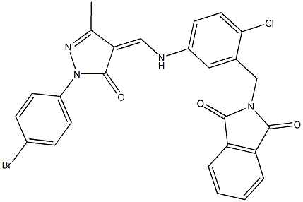 2-[5-({[1-(4-bromophenyl)-3-methyl-5-oxo-1,5-dihydro-4H-pyrazol-4-ylidene]methyl}amino)-2-chlorobenzyl]-1H-isoindole-1,3(2H)-dione 结构式