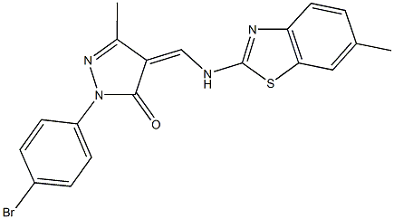 2-(4-bromophenyl)-5-methyl-4-{[(6-methyl-1,3-benzothiazol-2-yl)amino]methylene}-2,4-dihydro-3H-pyrazol-3-one 结构式