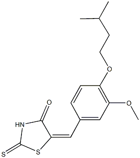 5-[4-(isopentyloxy)-3-methoxybenzylidene]-2-thioxo-1,3-thiazolidin-4-one 结构式