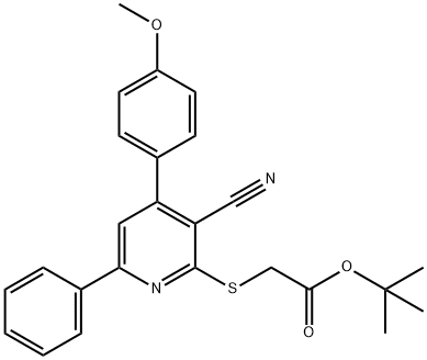 tert-butyl {[3-cyano-4-(4-methoxyphenyl)-6-phenyl-2-pyridinyl]sulfanyl}acetate 结构式
