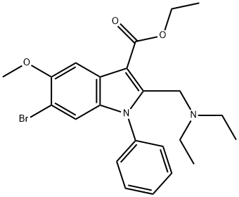 ethyl 6-bromo-2-[(diethylamino)methyl]-5-methoxy-1-phenyl-1H-indole-3-carboxylate 结构式