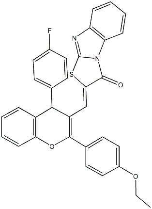 2-{[2-(4-ethoxyphenyl)-4-(4-fluorophenyl)-4H-chromen-3-yl]methylene}[1,3]thiazolo[3,2-a]benzimidazol-3(2H)-one 结构式