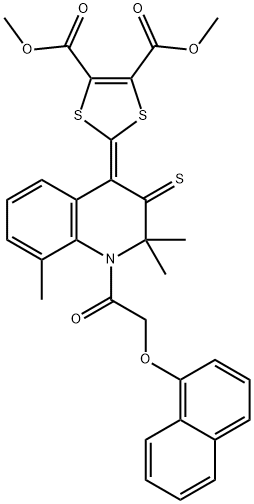 dimethyl 2-(2,2,8-trimethyl-1-[(naphthalen-1-yloxy)acetyl]-3-thioxo-2,3-dihydroquinolin-4(1H)-ylidene)-1,3-dithiole-4,5-dicarboxylate 结构式