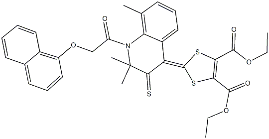 diethyl 2-(2,2,8-trimethyl-1-[(naphthalen-1-yloxy)acetyl]-3-thioxo-2,3-dihydroquinolin-4(1H)-ylidene)-1,3-dithiole-4,5-dicarboxylate 结构式