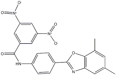 N-[4-(5,7-dimethyl-1,3-benzoxazol-2-yl)phenyl]-3,5-bisnitrobenzamide 结构式
