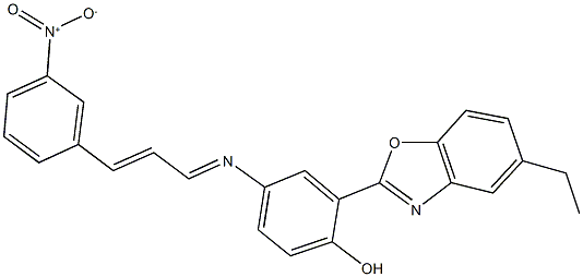 2-(5-ethyl-1,3-benzoxazol-2-yl)-4-[(3-{3-nitrophenyl}-2-propenylidene)amino]phenol 结构式