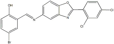 4-bromo-2-({[2-(2,4-dichlorophenyl)-1,3-benzoxazol-5-yl]imino}methyl)phenol 结构式