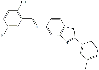 4-bromo-2-({[2-(3-methylphenyl)-1,3-benzoxazol-5-yl]imino}methyl)phenol 结构式