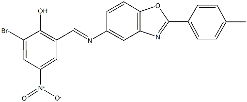 2-bromo-4-nitro-6-({[2-(4-methylphenyl)-1,3-benzoxazol-5-yl]imino}methyl)phenol 结构式