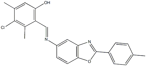 4-chloro-3,5-dimethyl-2-({[2-(4-methylphenyl)-1,3-benzoxazol-5-yl]imino}methyl)phenol 结构式