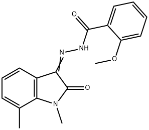 N'-(1,7-dimethyl-2-oxo-1,2-dihydro-3H-indol-3-ylidene)-2-methoxybenzohydrazide 结构式