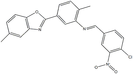 2-[3-({4-chloro-3-nitrobenzylidene}amino)-4-methylphenyl]-5-methyl-1,3-benzoxazole 结构式