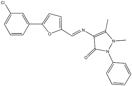 4-({[5-(3-chlorophenyl)-2-furyl]methylene}amino)-1,5-dimethyl-2-phenyl-1,2-dihydro-3H-pyrazol-3-one 结构式