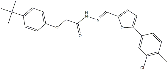 2-(4-tert-butylphenoxy)-N'-{[5-(3-chloro-4-methylphenyl)-2-furyl]methylene}acetohydrazide 结构式