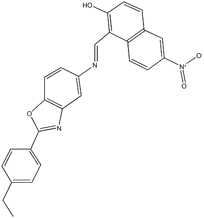 1-({[2-(4-ethylphenyl)-1,3-benzoxazol-5-yl]imino}methyl)-6-nitro-2-naphthol 结构式