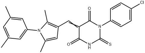 1-(4-chlorophenyl)-5-{[1-(3,5-dimethylphenyl)-2,5-dimethyl-1H-pyrrol-3-yl]methylene}-2-thioxodihydro-4,6(1H,5H)-pyrimidinedione 结构式