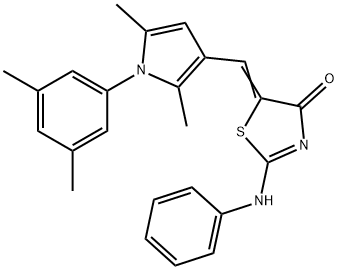 5-{[1-(3,5-dimethylphenyl)-2,5-dimethyl-1H-pyrrol-3-yl]methylene}-2-(phenylimino)-1,3-thiazolidin-4-one 结构式