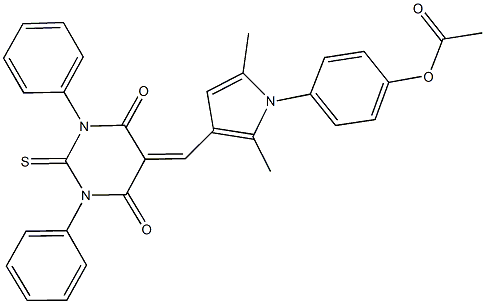 4-{3-[(4,6-dioxo-1,3-diphenyl-2-thioxotetrahydro-5(2H)-pyrimidinylidene)methyl]-2,5-dimethyl-1H-pyrrol-1-yl}phenyl acetate 结构式