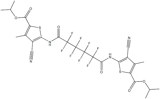 isopropyl 4-cyano-5-[(6-{[3-cyano-5-(isopropoxycarbonyl)-4-methyl-2-thienyl]amino}-2,2,3,3,4,4,5,5-octafluoro-6-oxohexanoyl)amino]-3-methyl-2-thiophenecarboxylate 结构式