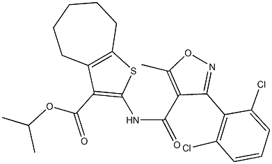 isopropyl 2-({[3-(2,6-dichlorophenyl)-5-methyl-4-isoxazolyl]carbonyl}amino)-5,6,7,8-tetrahydro-4H-cyclohepta[b]thiophene-3-carboxylate 结构式