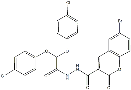 N'-[bis(4-chlorophenoxy)acetyl]-6-bromo-2-oxo-2H-chromene-3-carbohydrazide 结构式