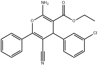 ethyl 2-amino-4-(3-chlorophenyl)-5-cyano-6-phenyl-4H-pyran-3-carboxylate 结构式