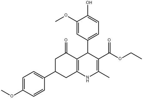 ethyl 4-(4-hydroxy-3-methoxyphenyl)-7-(4-methoxyphenyl)-2-methyl-5-oxo-1,4,5,6,7,8-hexahydro-3-quinolinecarboxylate 结构式