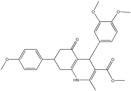 methyl 4-(3,4-dimethoxyphenyl)-7-(4-methoxyphenyl)-2-methyl-5-oxo-1,4,5,6,7,8-hexahydro-3-quinolinecarboxylate 结构式