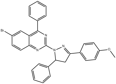 6-bromo-2-[3-(4-methoxyphenyl)-5-phenyl-4,5-dihydro-1H-pyrazol-1-yl]-4-phenylquinazoline 结构式