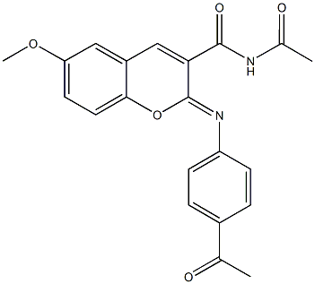N-acetyl-2-[(4-acetylphenyl)imino]-6-methoxy-2H-chromene-3-carboxamide 结构式