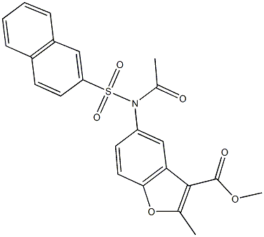 methyl 5-[acetyl(2-naphthylsulfonyl)amino]-2-methyl-1-benzofuran-3-carboxylate 结构式