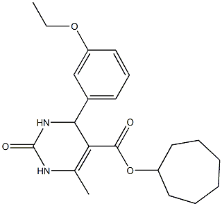 cycloheptyl 4-(3-ethoxyphenyl)-6-methyl-2-oxo-1,2,3,4-tetrahydro-5-pyrimidinecarboxylate 结构式