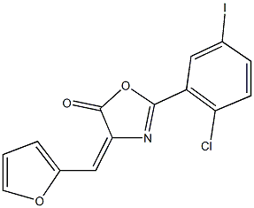 2-(2-chloro-5-iodophenyl)-4-(2-furylmethylene)-1,3-oxazol-5(4H)-one 结构式