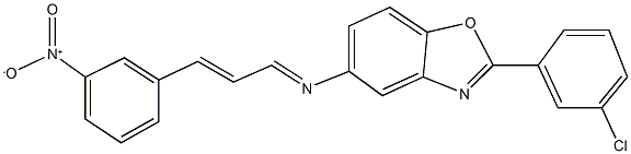 2-(3-chlorophenyl)-5-[(3-{3-nitrophenyl}-2-propenylidene)amino]-1,3-benzoxazole 结构式