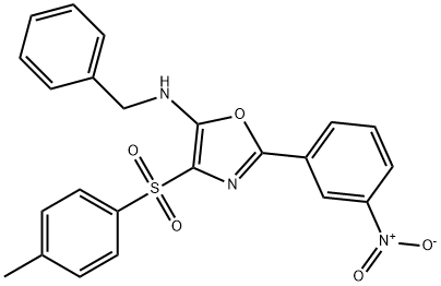 2-{3-nitrophenyl}-4-[(4-methylphenyl)sulfonyl]-5-[(phenylmethyl)amino]-1,3-oxazole 结构式