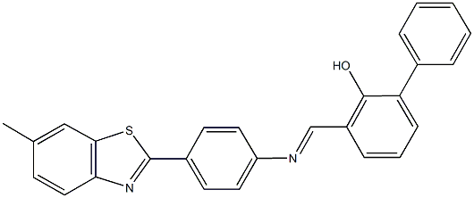 3-({[4-(6-methyl-1,3-benzothiazol-2-yl)phenyl]imino}methyl)[1,1'-biphenyl]-2-ol 结构式