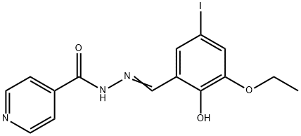 N'-(3-ethoxy-2-hydroxy-5-iodobenzylidene)isonicotinohydrazide 结构式