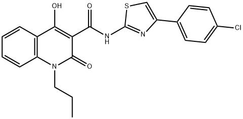 N-[4-(4-chlorophenyl)-1,3-thiazol-2-yl]-4-hydroxy-2-oxo-1-propyl-1,2-dihydroquinoline-3-carboxamide 结构式