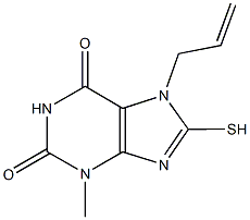 7-allyl-3-methyl-8-sulfanyl-3,7-dihydro-1H-purine-2,6-dione 结构式
