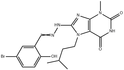 5-bromo-2-hydroxybenzaldehyde [3-methyl-7-(3-methylbutyl)-2,6-dioxo-2,3,6,7-tetrahydro-1H-purin-8-yl]hydrazone 结构式