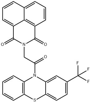 2-{2-oxo-2-[2-(trifluoromethyl)-10H-phenothiazin-10-yl]ethyl}-1H-benzo[de]isoquinoline-1,3(2H)-dione 结构式