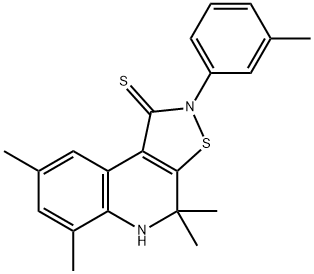 4,4,6,8-tetramethyl-2-(3-methylphenyl)-4,5-dihydroisothiazolo[5,4-c]quinoline-1(2H)-thione 结构式