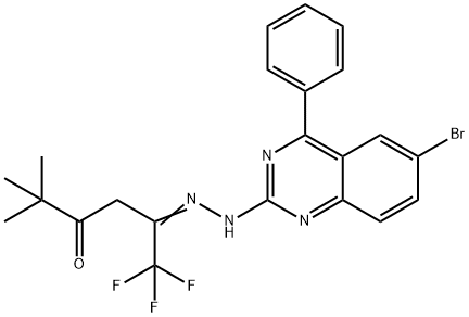 1,1,1-trifluoro-5,5-dimethyl-2,4-hexanedione 2-[(6-bromo-4-phenyl-2-quinazolinyl)hydrazone] 结构式