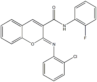 2-[(2-chlorophenyl)imino]-N-(2-fluorophenyl)-2H-chromene-3-carboxamide 结构式