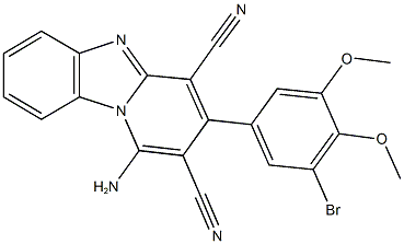 1-amino-3-(3-bromo-4,5-dimethoxyphenyl)pyrido[1,2-a]benzimidazole-2,4-dicarbonitrile 结构式