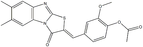 4-[(6,7-dimethyl-3-oxo[1,3]thiazolo[3,2-a]benzimidazol-2(3H)-ylidene)methyl]-2-methoxyphenyl acetate 结构式