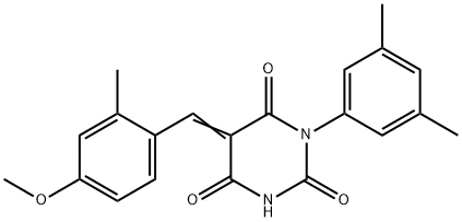 1-(3,5-dimethylphenyl)-5-(4-methoxy-2-methylbenzylidene)-2,4,6(1H,3H,5H)-pyrimidinetrione 结构式