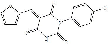 1-(4-chlorophenyl)-5-(2-thienylmethylene)-2,4,6(1H,3H,5H)-pyrimidinetrione 结构式